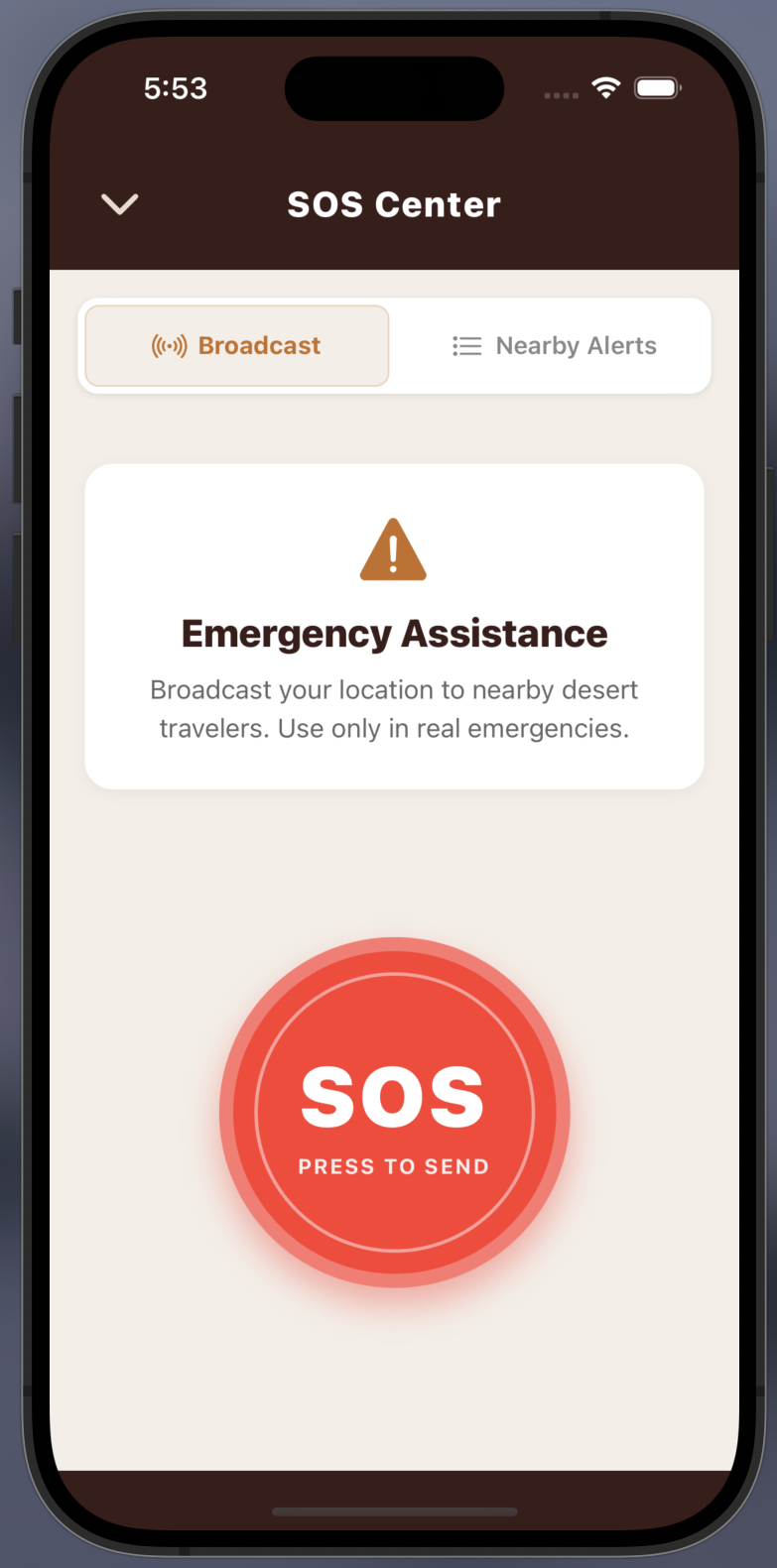 Darbna SOS screen